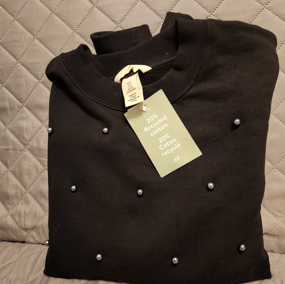 H&M Black Crewneck Sweater with Studded Embellishments - Picture 11 of 13